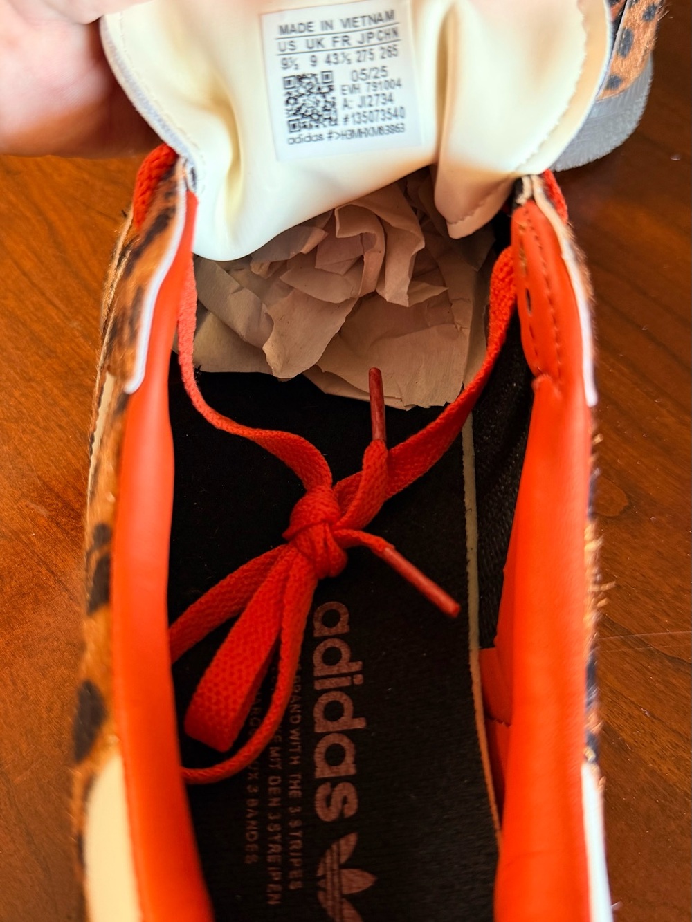 adidas Leopard Print Sneakers with Orange Laces - Picture 8 of 10
